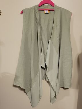 NWT Light Sage Ruby Rd Draped Open Front Vest Sz L